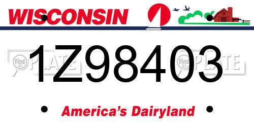 1Z98403 Wisconsin License Plate