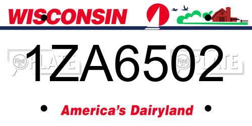 1ZA6502 Wisconsin License Plate