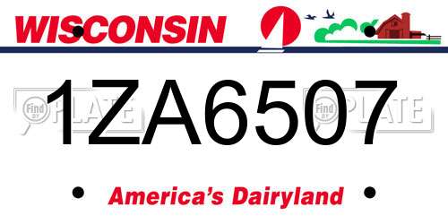 1ZA6507 Wisconsin License Plate