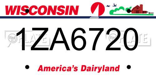 1ZA6720 Wisconsin License Plate