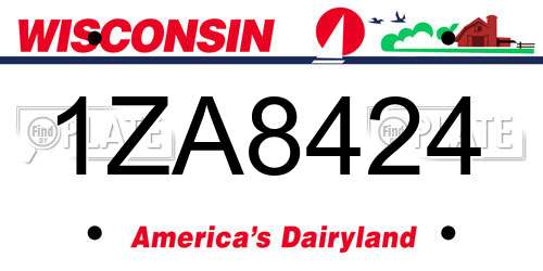 1ZA8424 Wisconsin License Plate