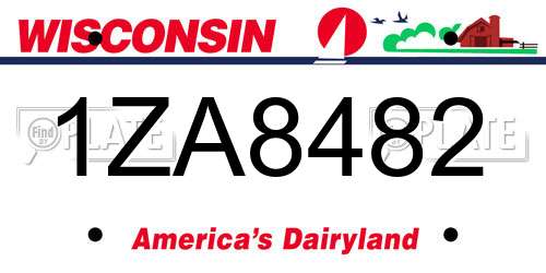1ZA8482 Wisconsin License Plate