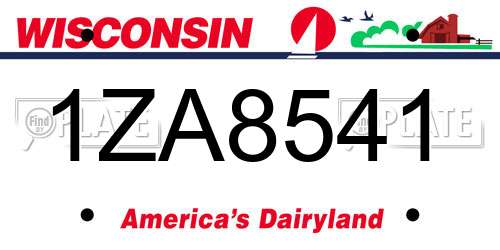 1ZA8541 Wisconsin License Plate