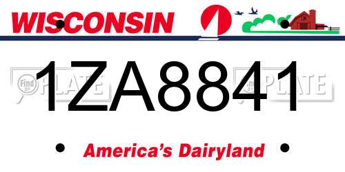 1ZA8841 Wisconsin License Plate