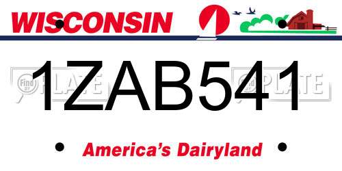1ZAB541 Wisconsin License Plate