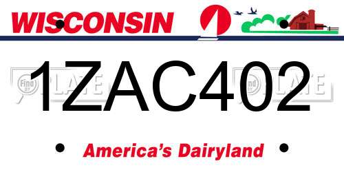 1ZAC402 Wisconsin License Plate