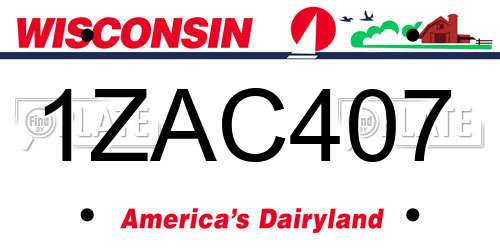 1ZAC407 Wisconsin License Plate