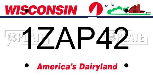 1ZAP42 Wisconsin License Plate