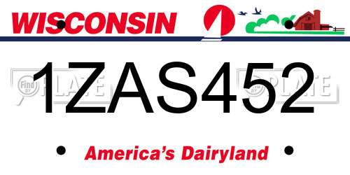 1ZAS452 Wisconsin License Plate