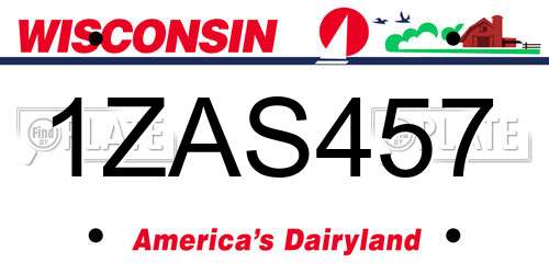 1ZAS457 Wisconsin License Plate