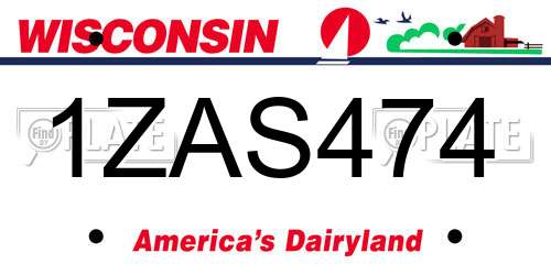 1ZAS474 Wisconsin License Plate