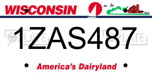 1ZAS487 Wisconsin License Plate