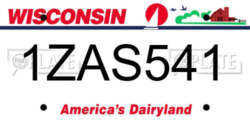 1ZAS541 Wisconsin License Plate