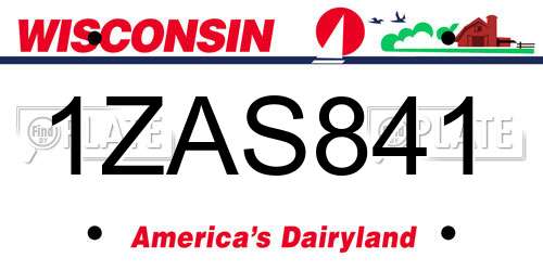 1ZAS841 Wisconsin License Plate