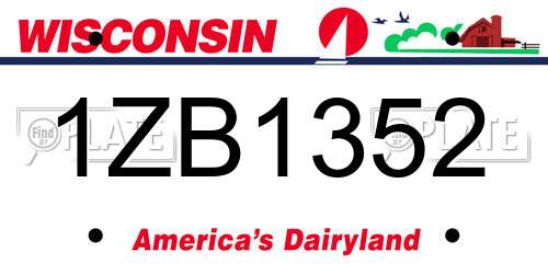 1ZB1352 Wisconsin License Plate