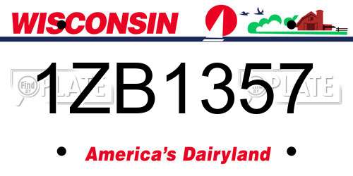 1ZB1357 Wisconsin License Plate