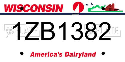 1ZB1382 Wisconsin License Plate
