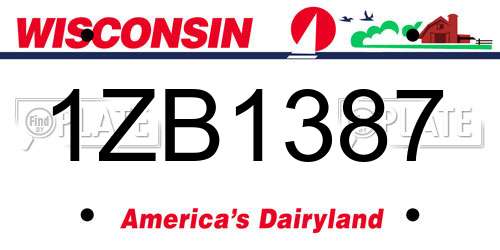 1ZB1387 Wisconsin License Plate