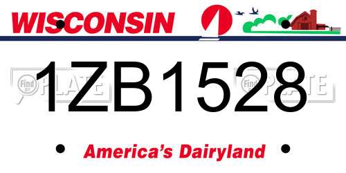 1ZB1528 Wisconsin License Plate