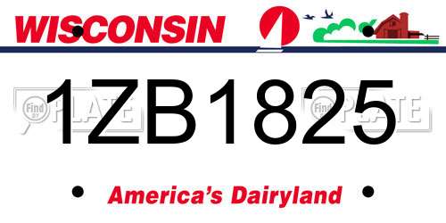 1ZB1825 Wisconsin License Plate