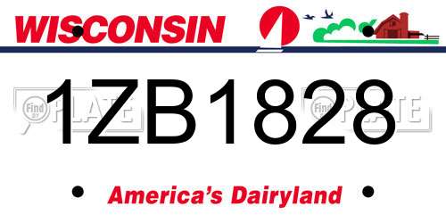1ZB1828 Wisconsin License Plate