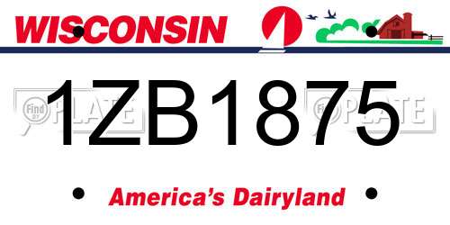 1ZB1875 Wisconsin License Plate