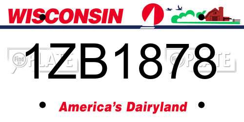 1ZB1878 Wisconsin License Plate