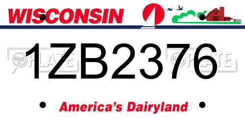 1ZB2376 Wisconsin License Plate