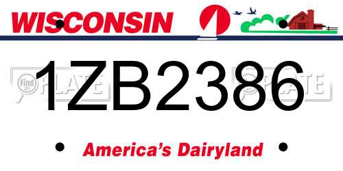 1ZB2386 Wisconsin License Plate