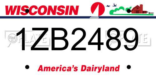 1ZB2489 Wisconsin License Plate