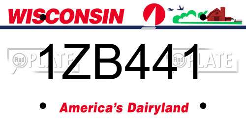 1ZB441 Wisconsin License Plate