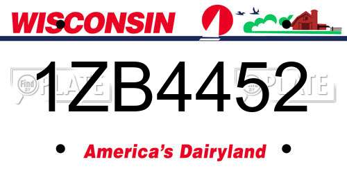 1ZB4452 Wisconsin License Plate