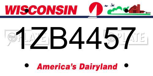 1ZB4457 Wisconsin License Plate