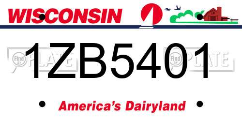 1ZB5401 Wisconsin License Plate
