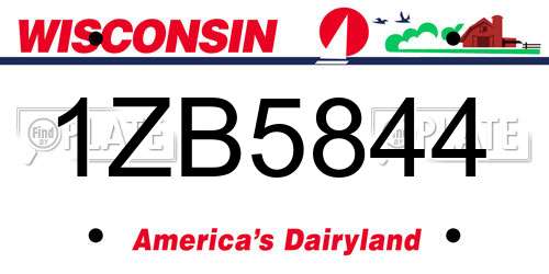 1ZB5844 Wisconsin License Plate