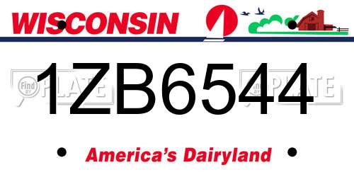 1ZB6544 Wisconsin License Plate