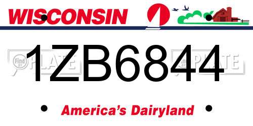 1ZB6844 Wisconsin License Plate