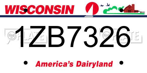 1ZB7326 Wisconsin License Plate