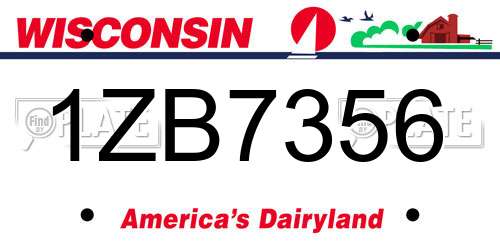 1ZB7356 Wisconsin License Plate