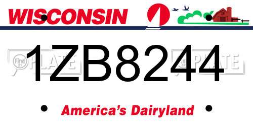 1ZB8244 Wisconsin License Plate