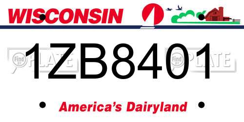 1ZB8401 Wisconsin License Plate