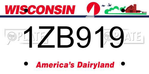 1ZB919 Wisconsin License Plate