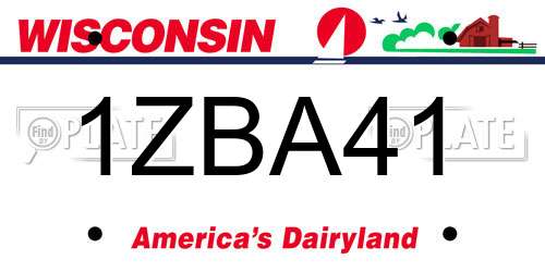 1ZBA41 Wisconsin License Plate