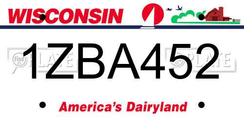 1ZBA452 Wisconsin License Plate