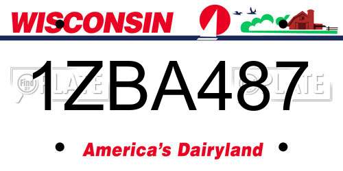 1ZBA487 Wisconsin License Plate