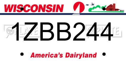 1ZBB244 Wisconsin License Plate