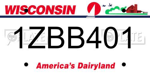 1ZBB401 Wisconsin License Plate