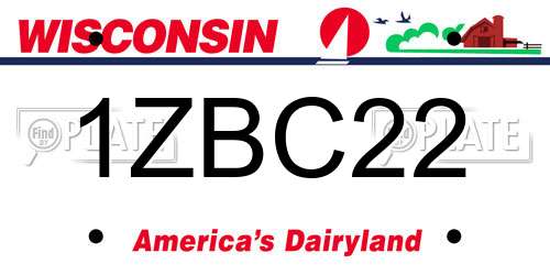 1ZBC22 Wisconsin License Plate