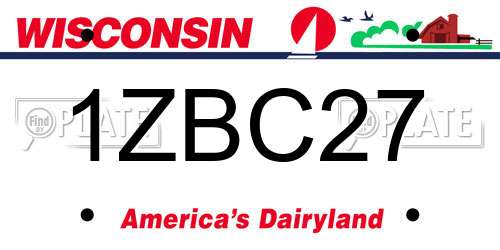1ZBC27 Wisconsin License Plate