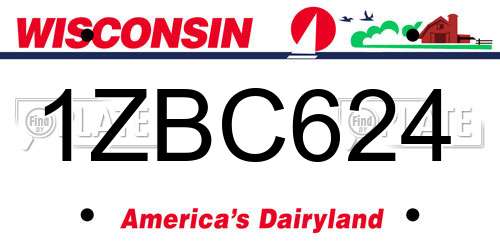 1ZBC624 Wisconsin License Plate